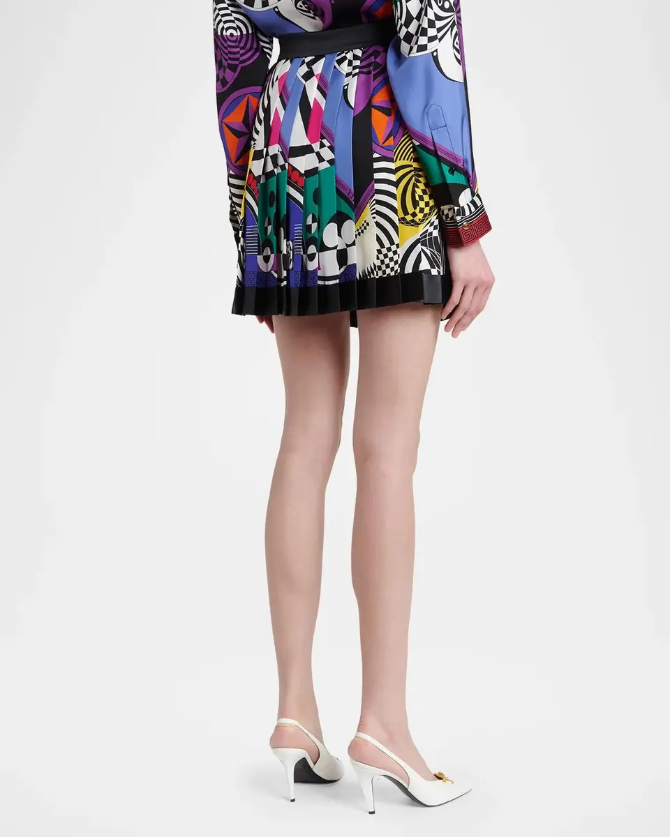 Versace Printed Silk Twill Pleated Mini Skirt | Thumbnail 3 Versace Printed Silk Twill Pleated Mini Skirt | Thumbnail 3