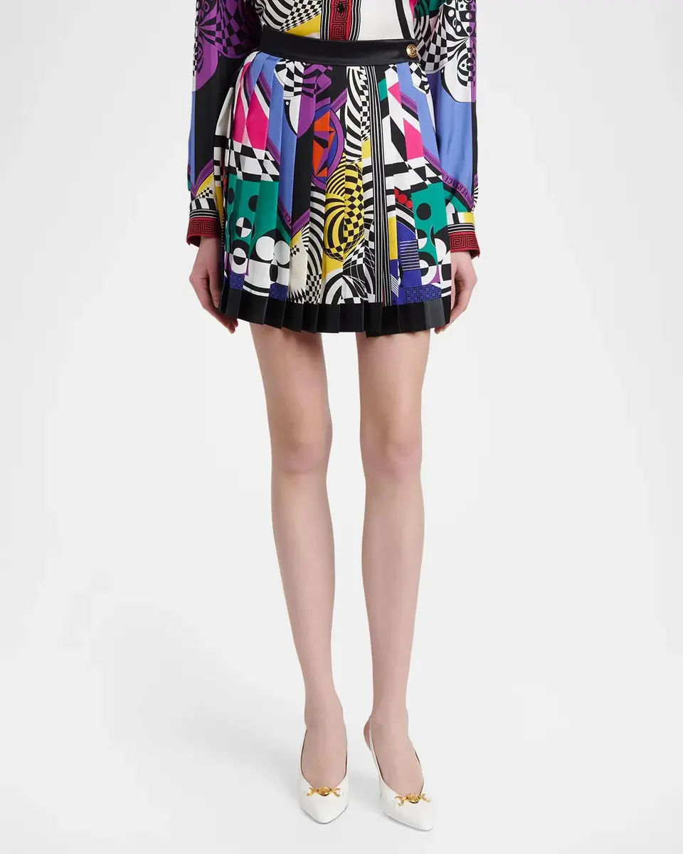 Versace Printed Silk Twill Pleated Mini Skirt | Thumbnail 4 Versace Printed Silk Twill Pleated Mini Skirt | Thumbnail 4