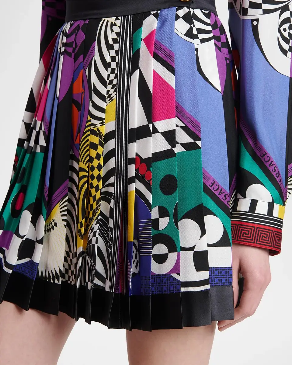 Versace Printed Silk Twill Pleated Mini Skirt | Thumbnail 5 Versace Printed Silk Twill Pleated Mini Skirt | Thumbnail 5