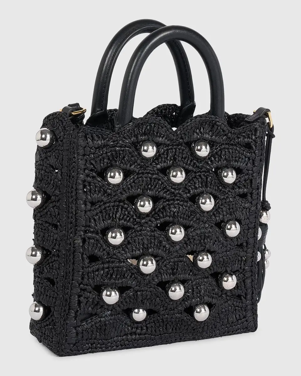 Rabanne Embellished Raffia Top Handle Bag | Thumbnail 3 Rabanne Embellished Raffia Top Handle Bag | Thumbnail 3