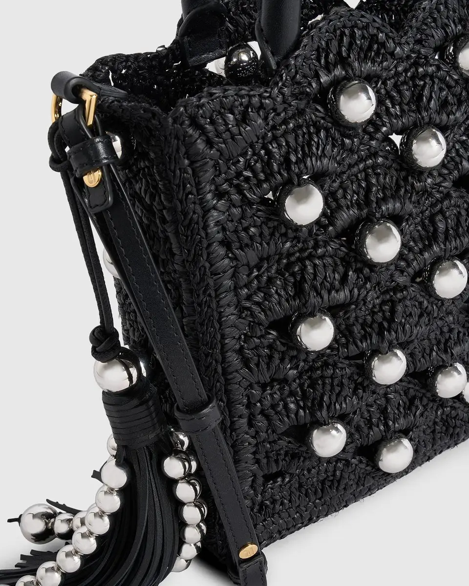 Rabanne Embellished Raffia Top Handle Bag | Thumbnail 6 Rabanne Embellished Raffia Top Handle Bag | Thumbnail 6