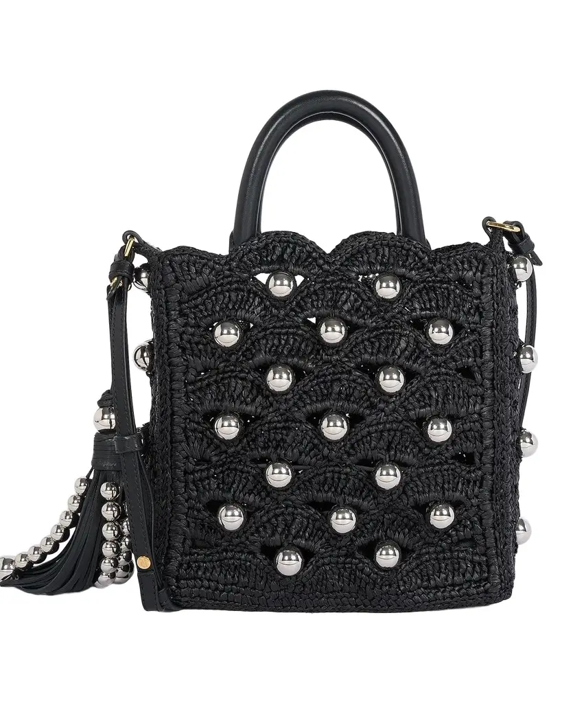 Rabanne Embellished Raffia Top Handle Bag | Image 1 Rabanne Embellished Raffia Top Handle Bag | Image 1