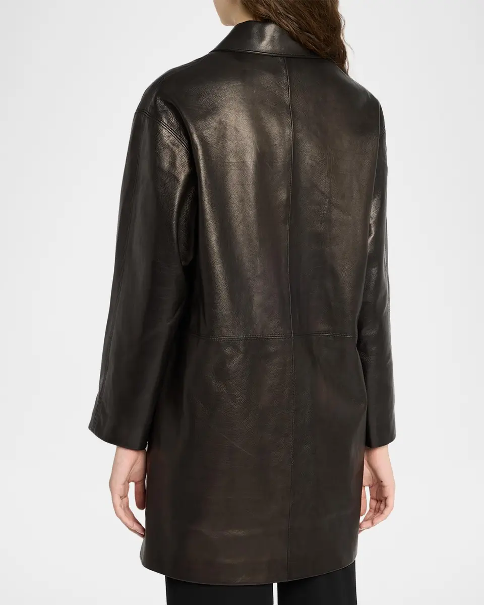 The Row Donata Leather Single-Breasted Coat | Thumbnail 3 The Row Donata Leather Single-Breasted Coat | Thumbnail 3