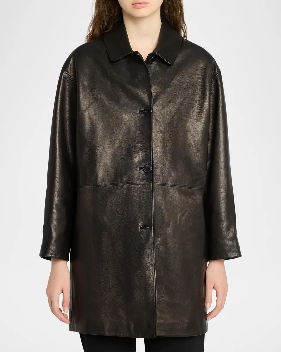 The Row Donata Leather Single-Breasted Coat | Thumbnail 4 The Row Donata Leather Single-Breasted Coat | Thumbnail 4