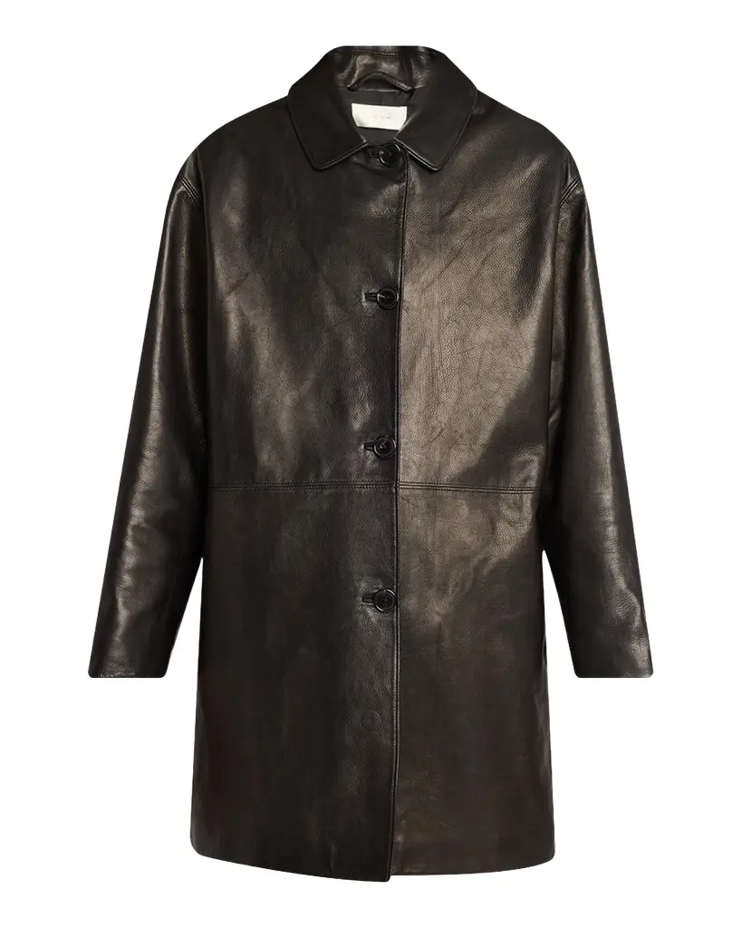 The Row Donata Leather Single-Breasted Coat | Image 1 The Row Donata Leather Single-Breasted Coat | Image 1