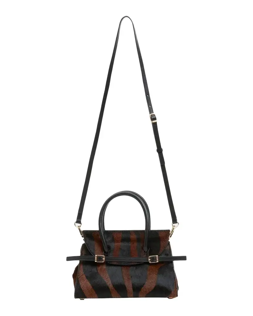 River Small Zebra-Print Calf Hair Top-Handle Bag River Small Zebra-Print Calf Hair Top-Handle Bag