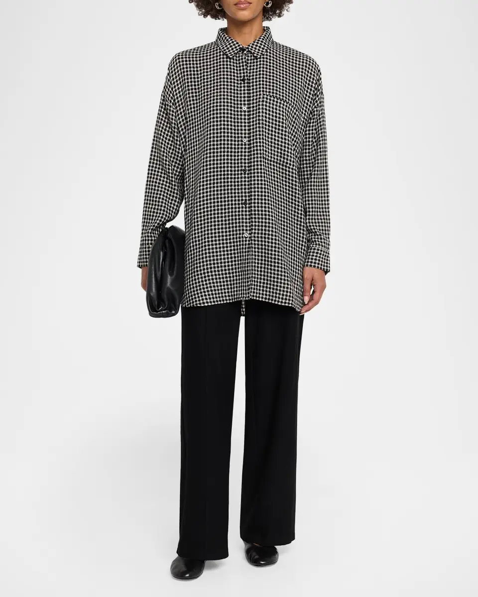 Eileen Fisher Crinkled Wool-Cotton Grid Shirt | Thumbnail 2 Eileen Fisher Crinkled Wool-Cotton Grid Shirt | Thumbnail 2