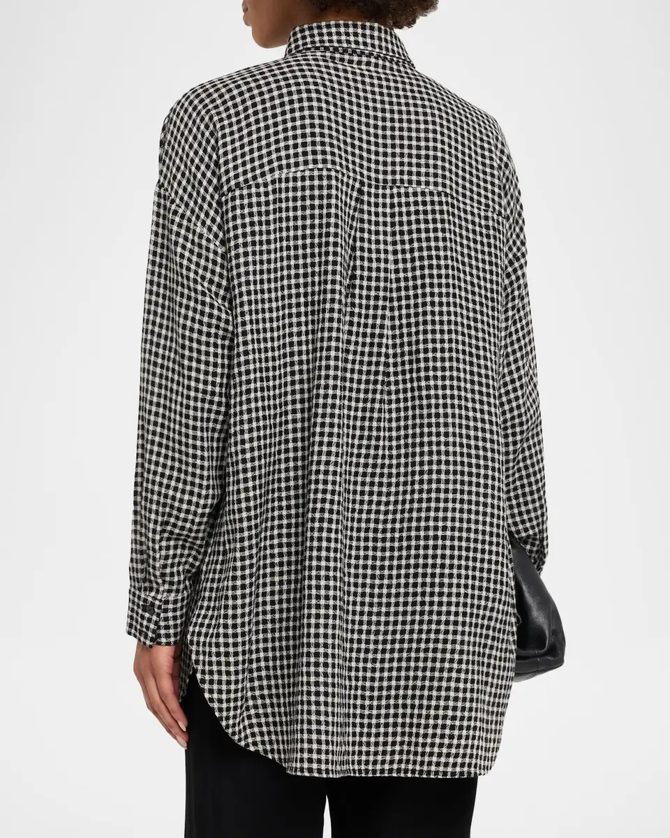 Eileen Fisher Crinkled Wool-Cotton Grid Shirt | Thumbnail 3 Eileen Fisher Crinkled Wool-Cotton Grid Shirt | Thumbnail 3