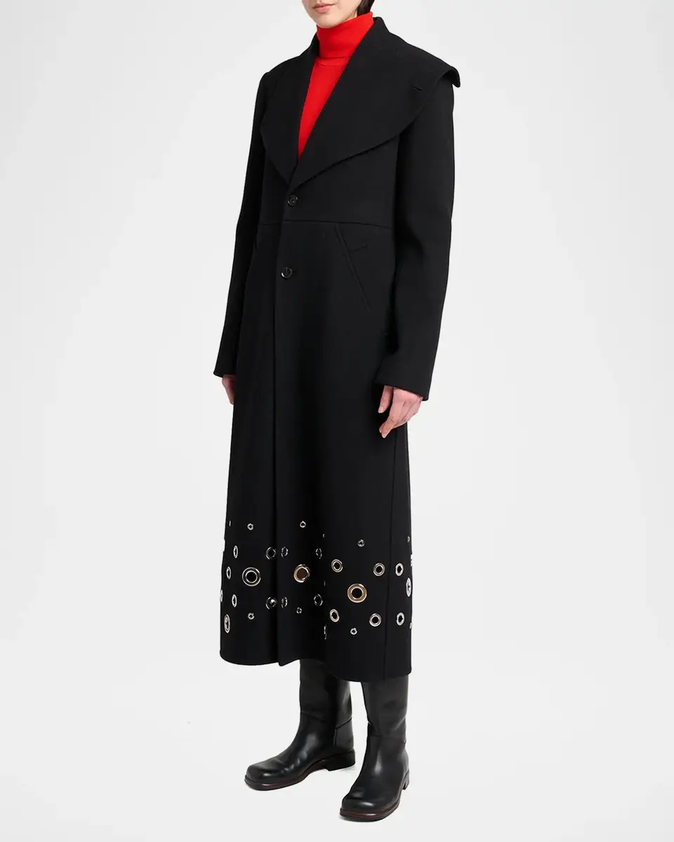 Proenza Schouler Alix Embellished Compact Melton Wool Long Coat | Thumbnail 4