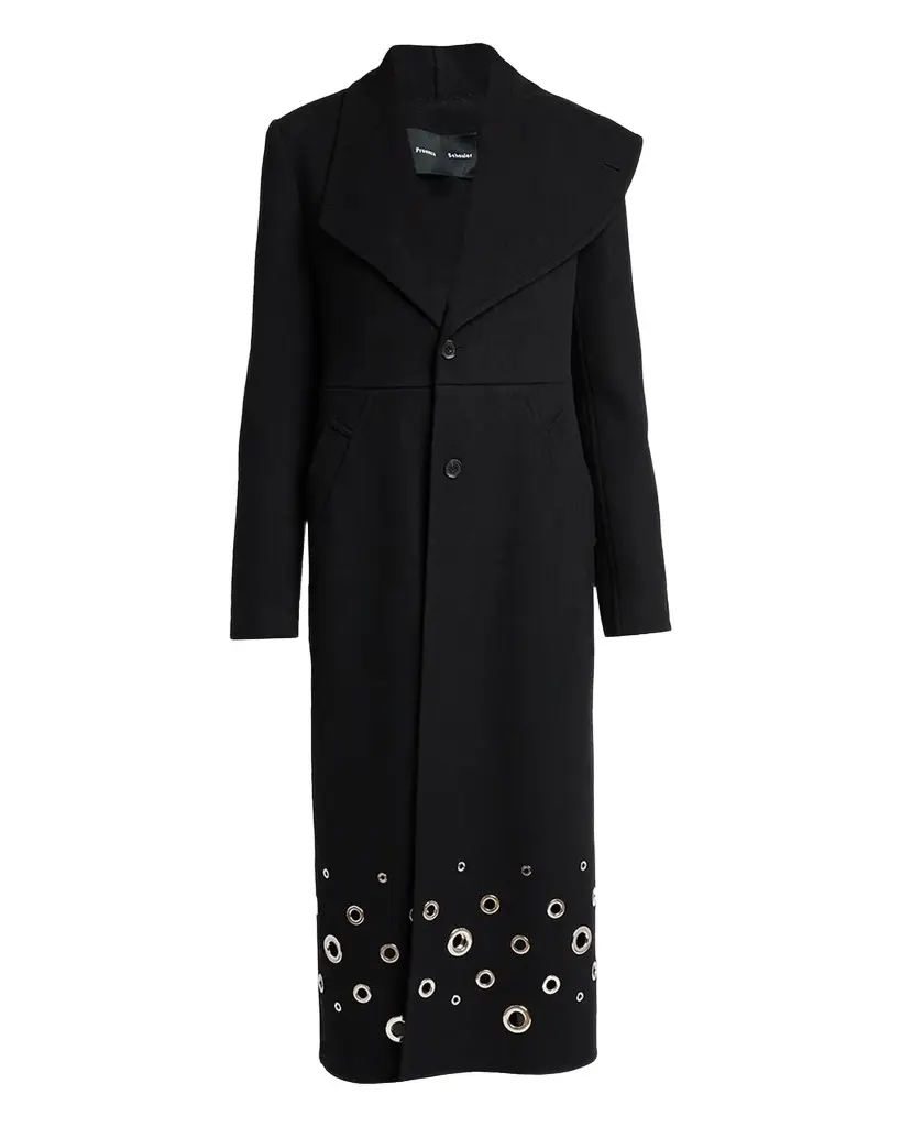 Proenza Schouler Alix Embellished Compact Melton Wool Long Coat | Image 1 Proenza Schouler Alix Embellished Compact Melton Wool Long Coat | Image 1