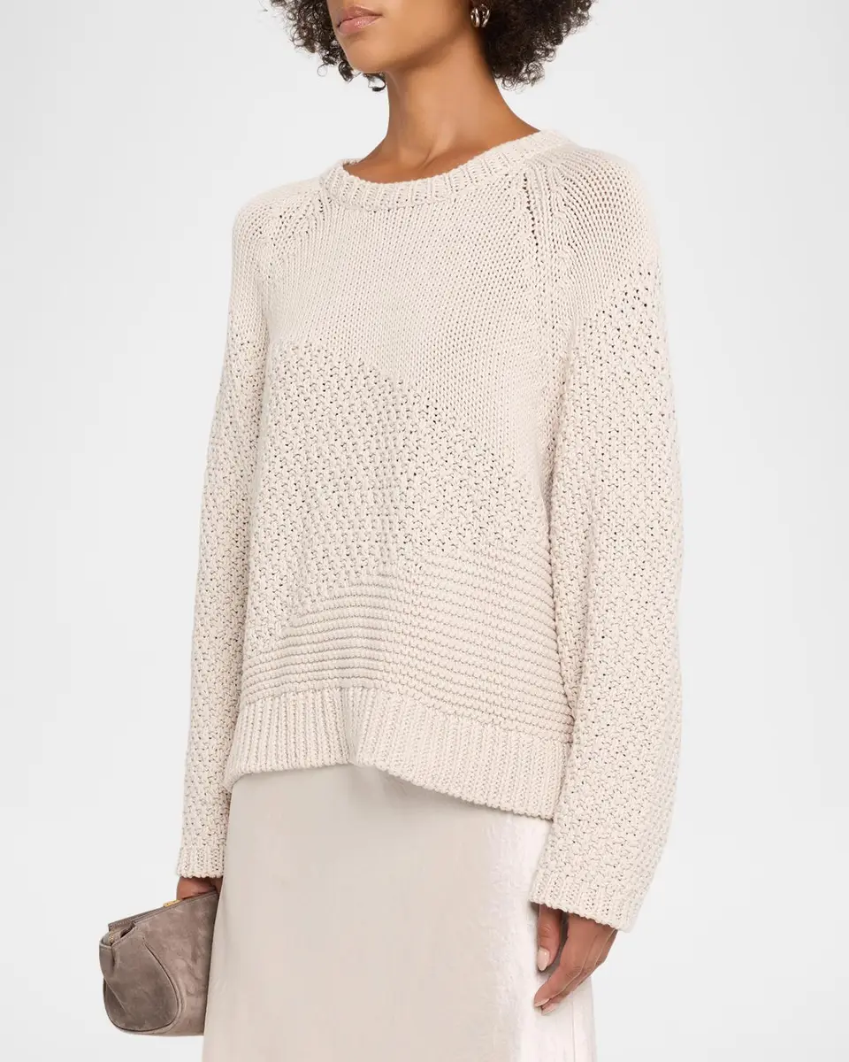 Eileen Fisher Mixed-Stitch Crewneck Cotton Cord Sweater | Thumbnail 4 Eileen Fisher Mixed-Stitch Crewneck Cotton Cord Sweater | Thumbnail 4