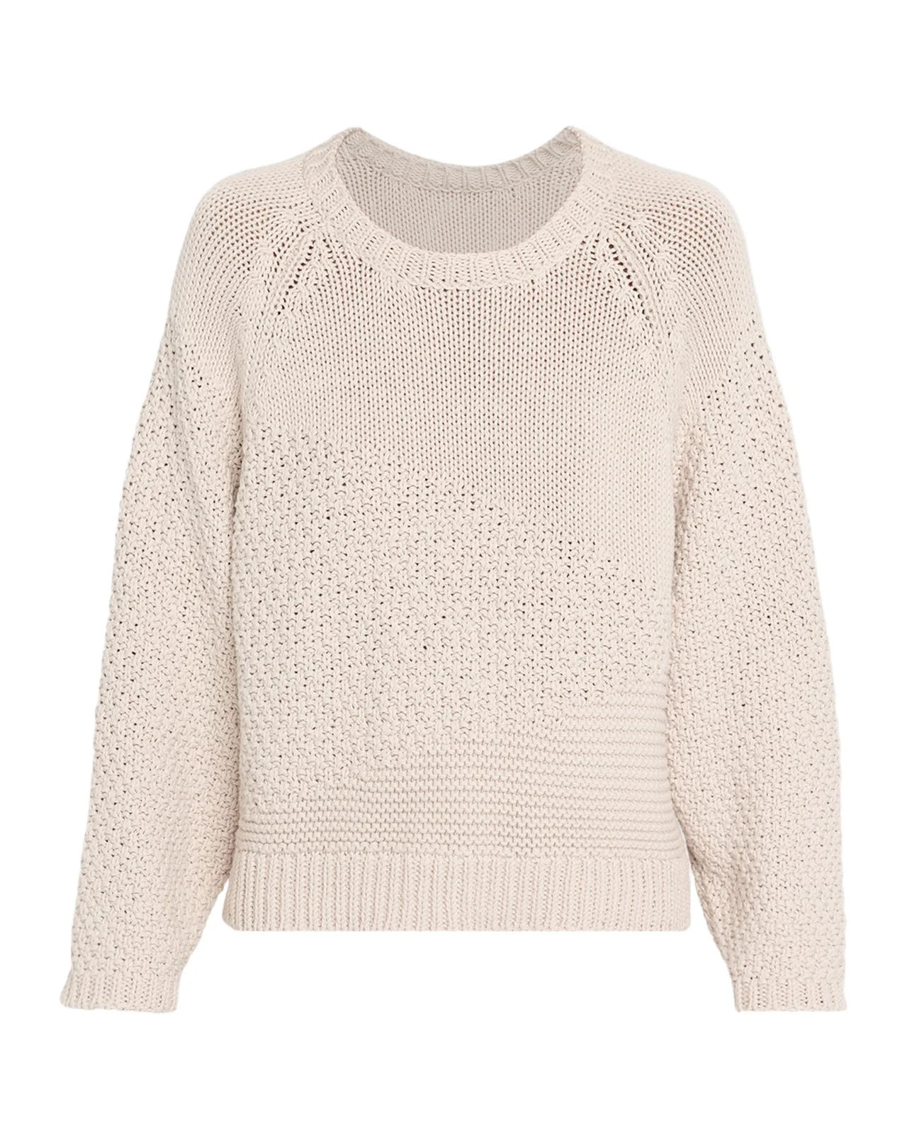 Mixed-Stitch Crewneck Cotton Cord Sweater Mixed-Stitch Crewneck Cotton Cord Sweater