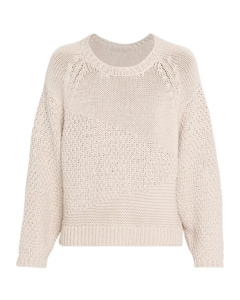 Eileen Fisher Mixed-Stitch Crewneck Cotton Cord Sweater