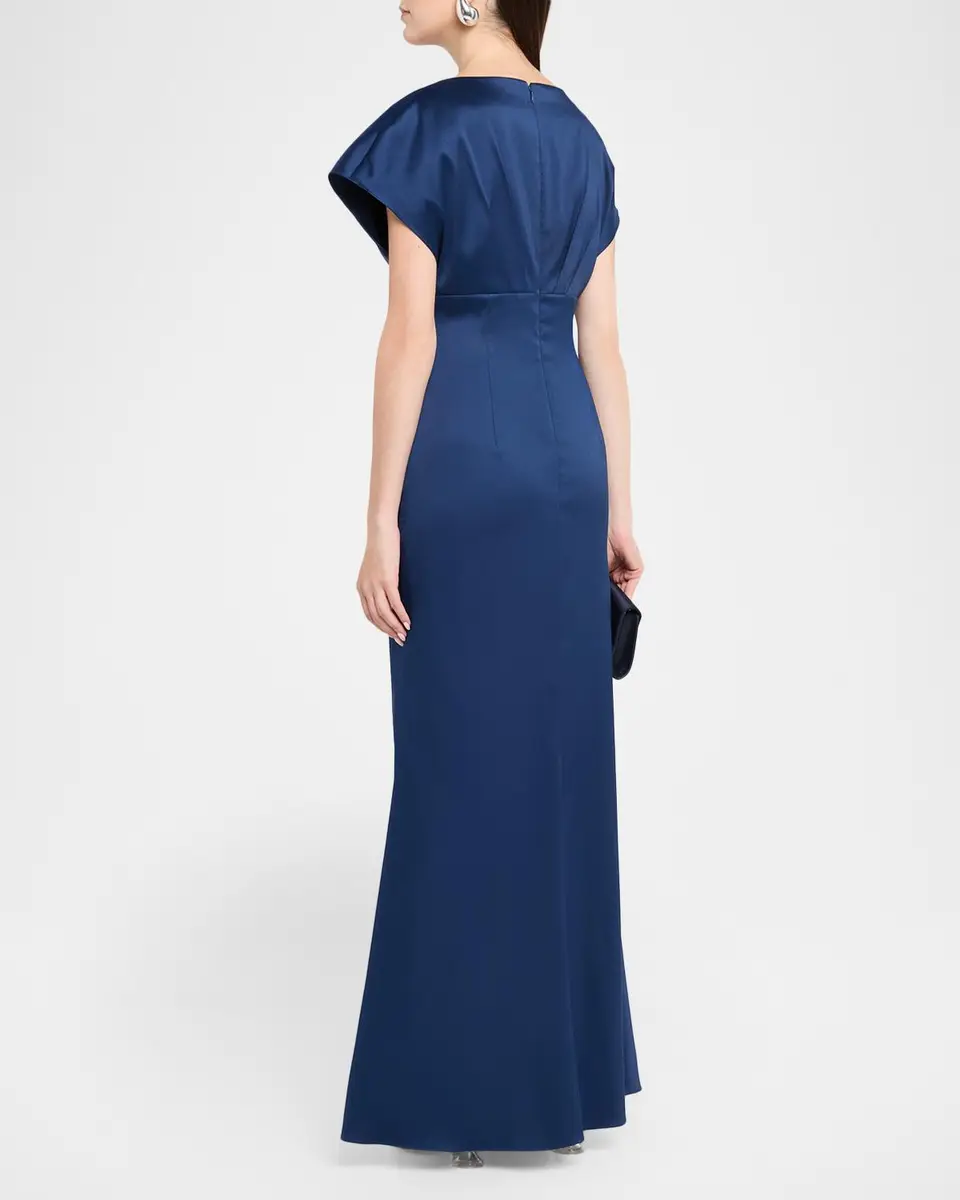 Aidan Mattox Pleated Stretch Mikado Mermaid Gown | Thumbnail 3 Aidan Mattox Pleated Stretch Mikado Mermaid Gown | Thumbnail 3