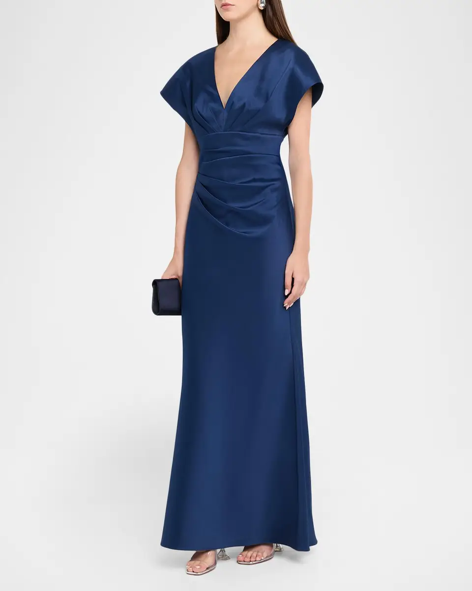 Aidan Mattox Pleated Stretch Mikado Mermaid Gown | Thumbnail 4 Aidan Mattox Pleated Stretch Mikado Mermaid Gown | Thumbnail 4