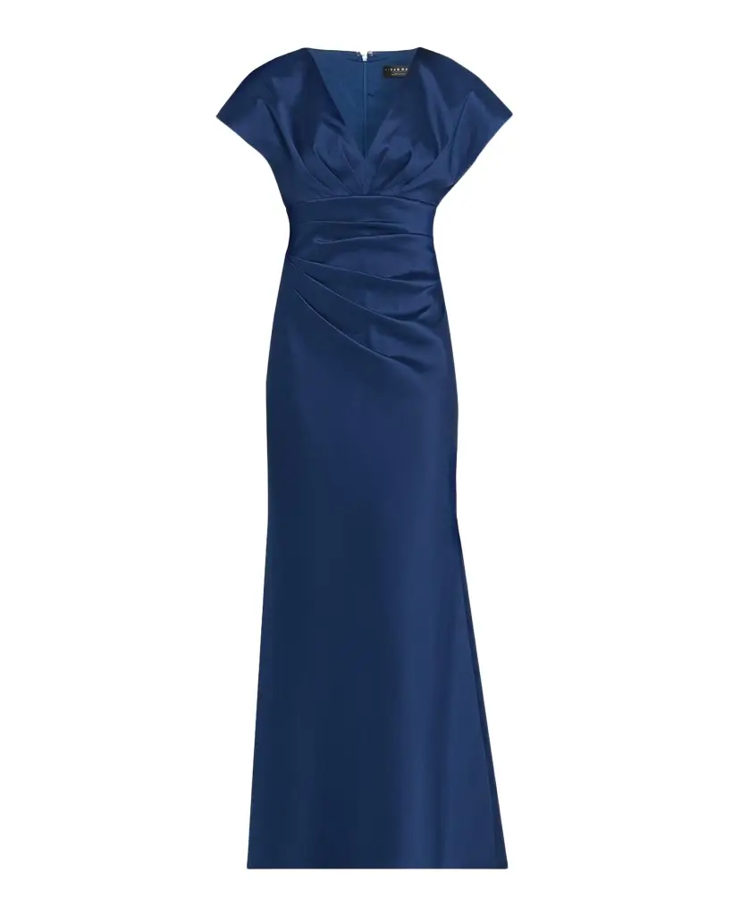 Aidan Mattox Pleated Stretch Mikado Mermaid Gown | Image 1 Aidan Mattox Pleated Stretch Mikado Mermaid Gown | Image 1