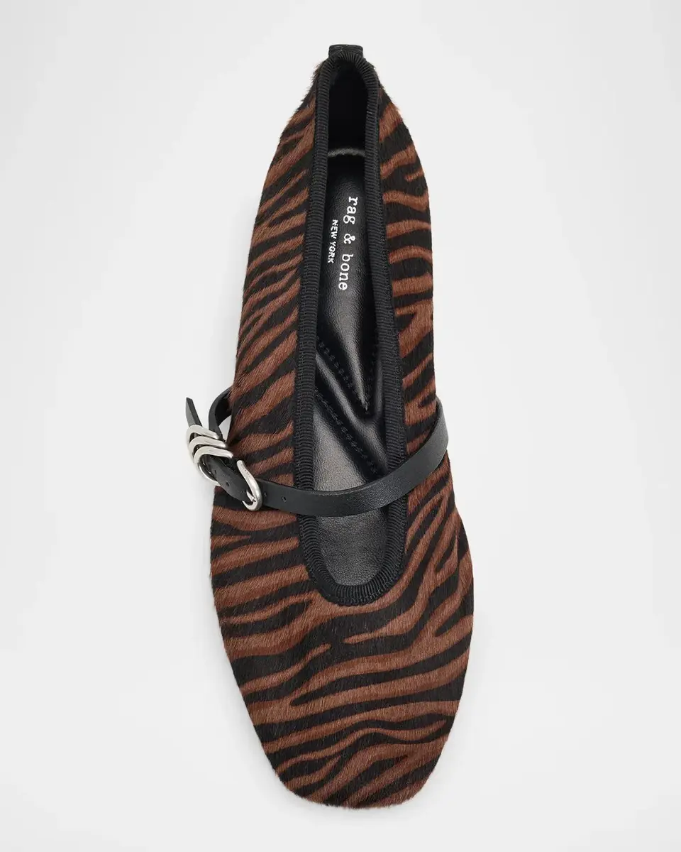 rag & bone Spire Zebra Calf Hair Mary Jane Ballerina Flats | Thumbnail 4 rag & bone Spire Zebra Calf Hair Mary Jane Ballerina Flats | Thumbnail 4