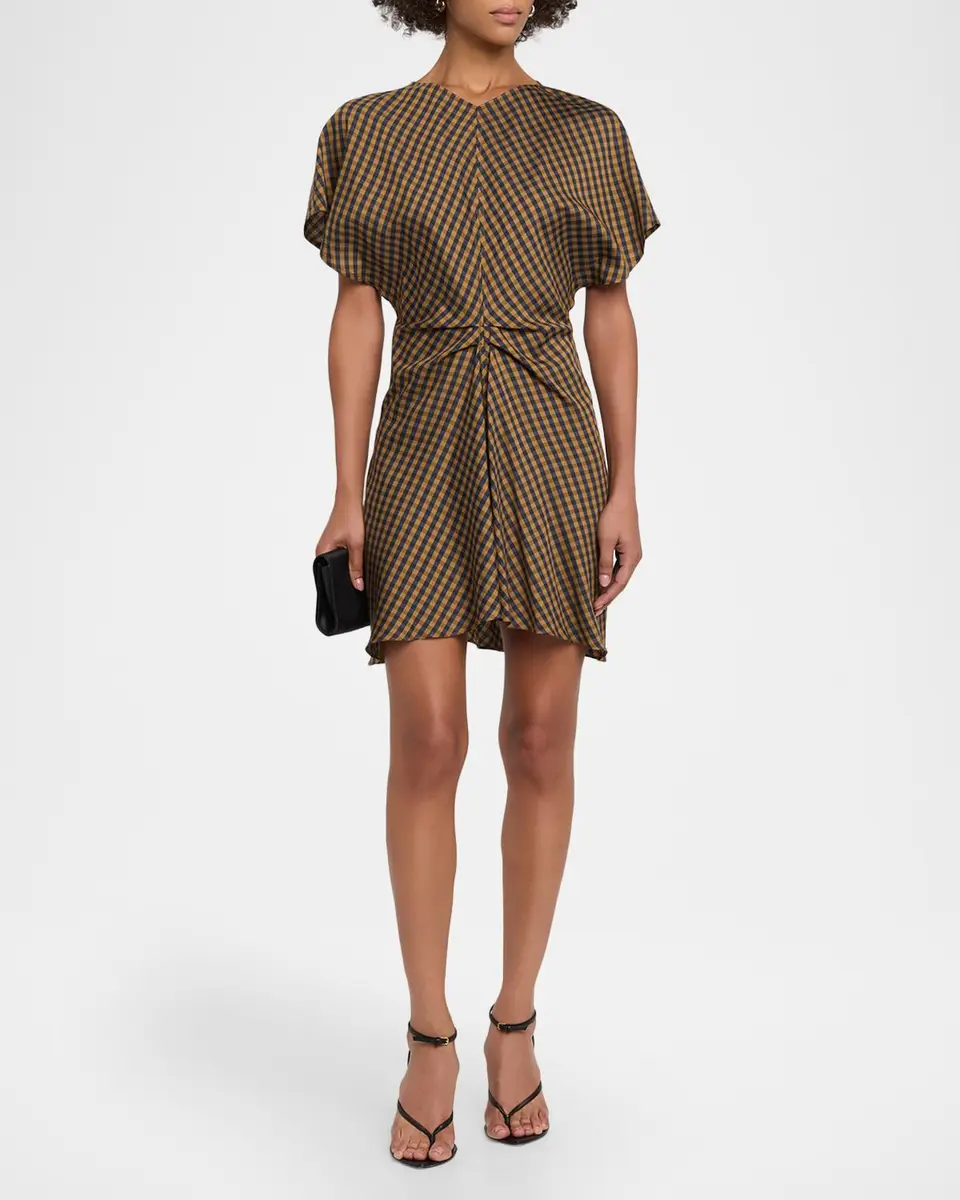 A.L.C. Leni Draped Check Mini Dress | Thumbnail 2 A.L.C. Leni Draped Check Mini Dress | Thumbnail 2