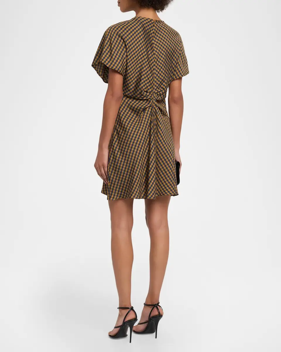 A.L.C. Leni Draped Check Mini Dress | Thumbnail 3 A.L.C. Leni Draped Check Mini Dress | Thumbnail 3