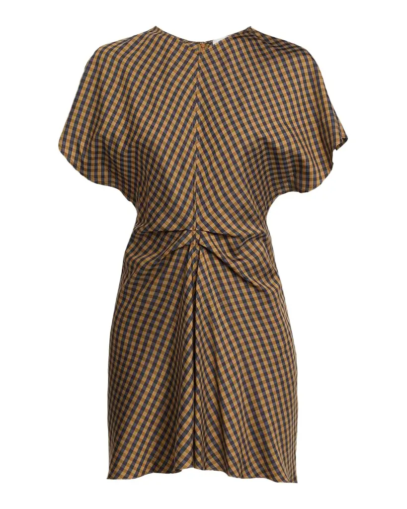 A.L.C. Leni Draped Check Mini Dress | Image 1 A.L.C. Leni Draped Check Mini Dress | Image 1