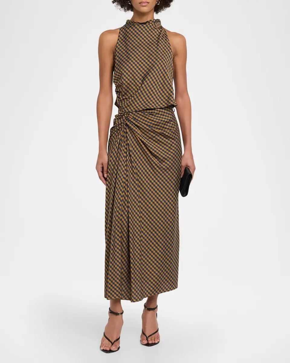 A.L.C. Jean Draped Check Midi Skirt | Thumbnail 2 A.L.C. Jean Draped Check Midi Skirt | Thumbnail 2