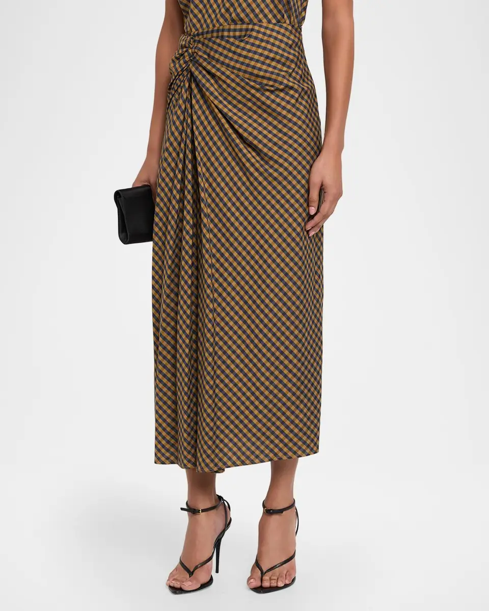 A.L.C. Jean Draped Check Midi Skirt | Thumbnail 4 A.L.C. Jean Draped Check Midi Skirt | Thumbnail 4