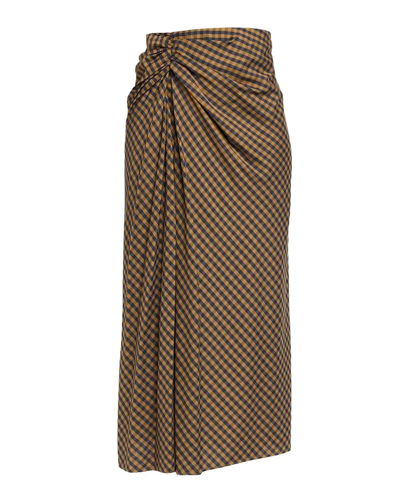 A.L.C. Jean Draped Check Midi Skirt | Image 1 A.L.C. Jean Draped Check Midi Skirt | Image 1