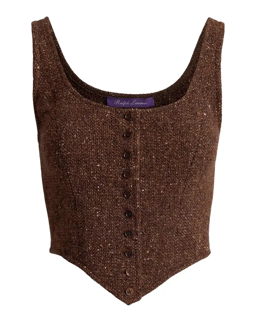 Ralph Lauren Collection Sherry Wool-Cashmere Tweed Button-Front Top | Image 1 Ralph Lauren Collection Sherry Wool-Cashmere Tweed Button-Front Top | Image 1