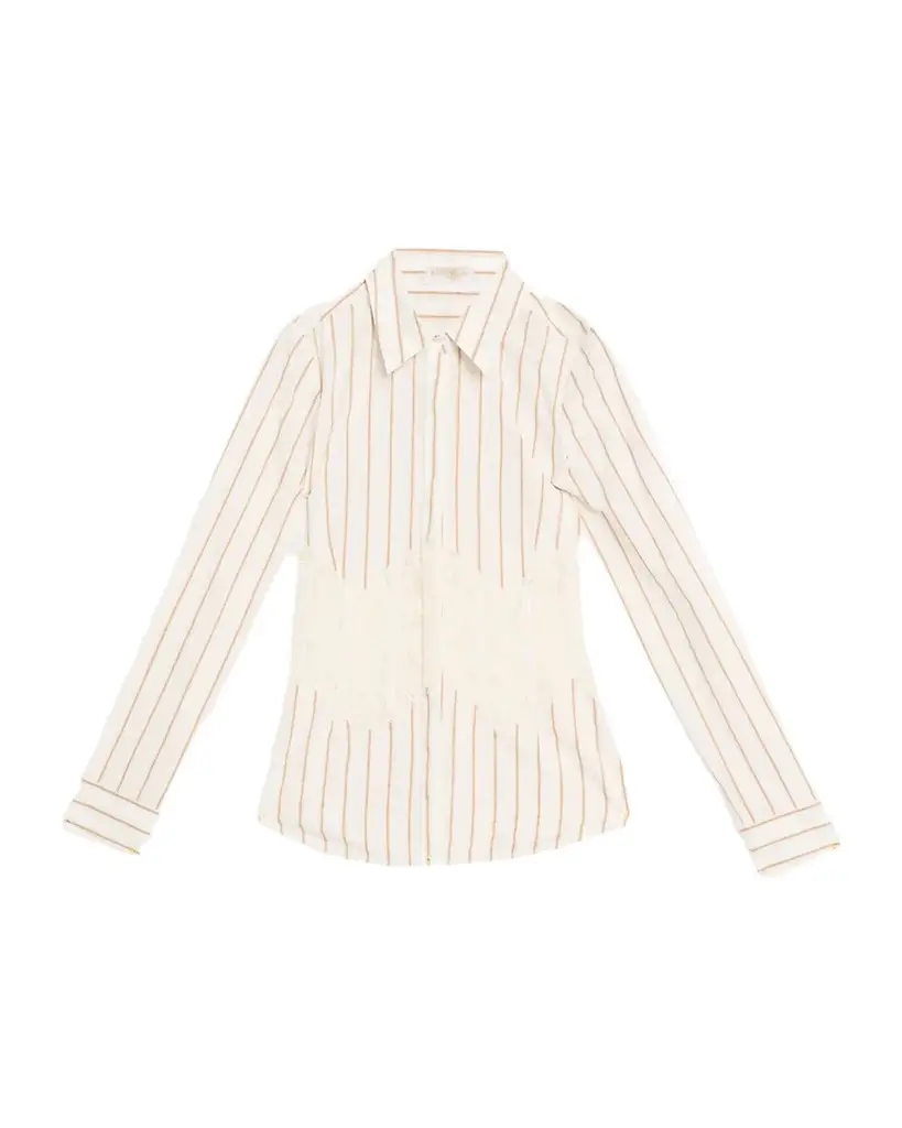 Ramy Brook Alana Striped Poplin Lace Corset Shirt | Image 1 Ramy Brook Alana Striped Poplin Lace Corset Shirt | Image 1