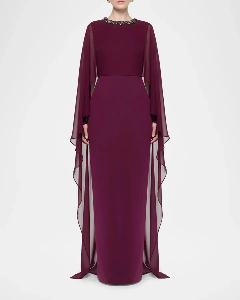 Roland Mouret Embellished Cape Column Gown | Thumbnail 2 Roland Mouret Embellished Cape Column Gown | Thumbnail 2