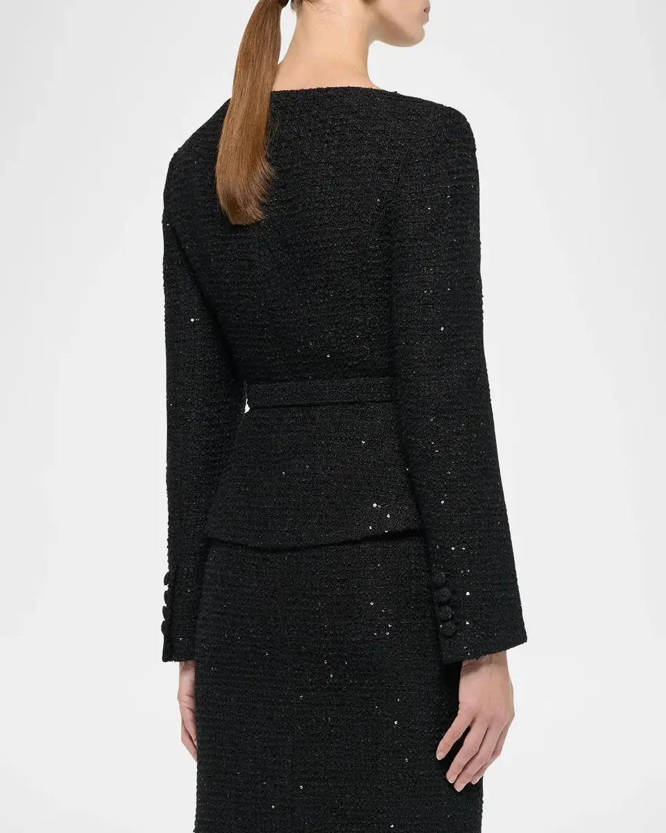 Roland Mouret Sequin Boucle Belted Peplum Jacket | Thumbnail 3