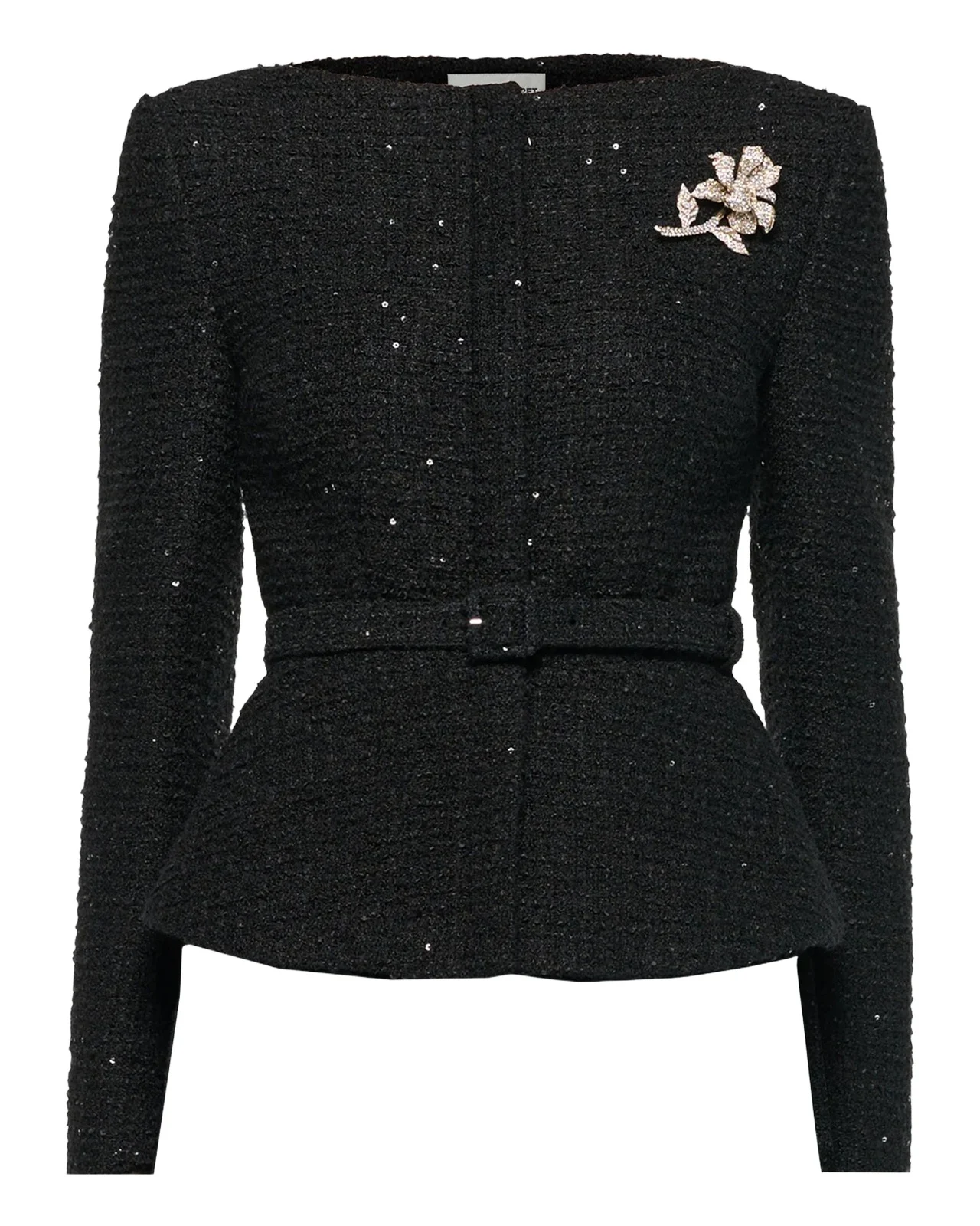 Sequin Boucle Belted Peplum Jacket Sequin Boucle Belted Peplum Jacket