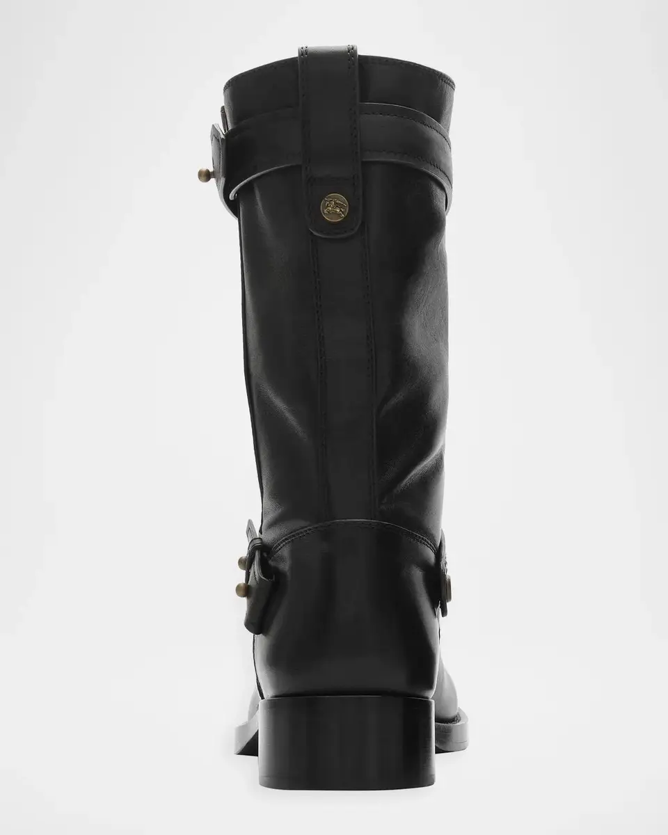 Burberry Men's Kent Leather Biker Boots | Thumbnail 4