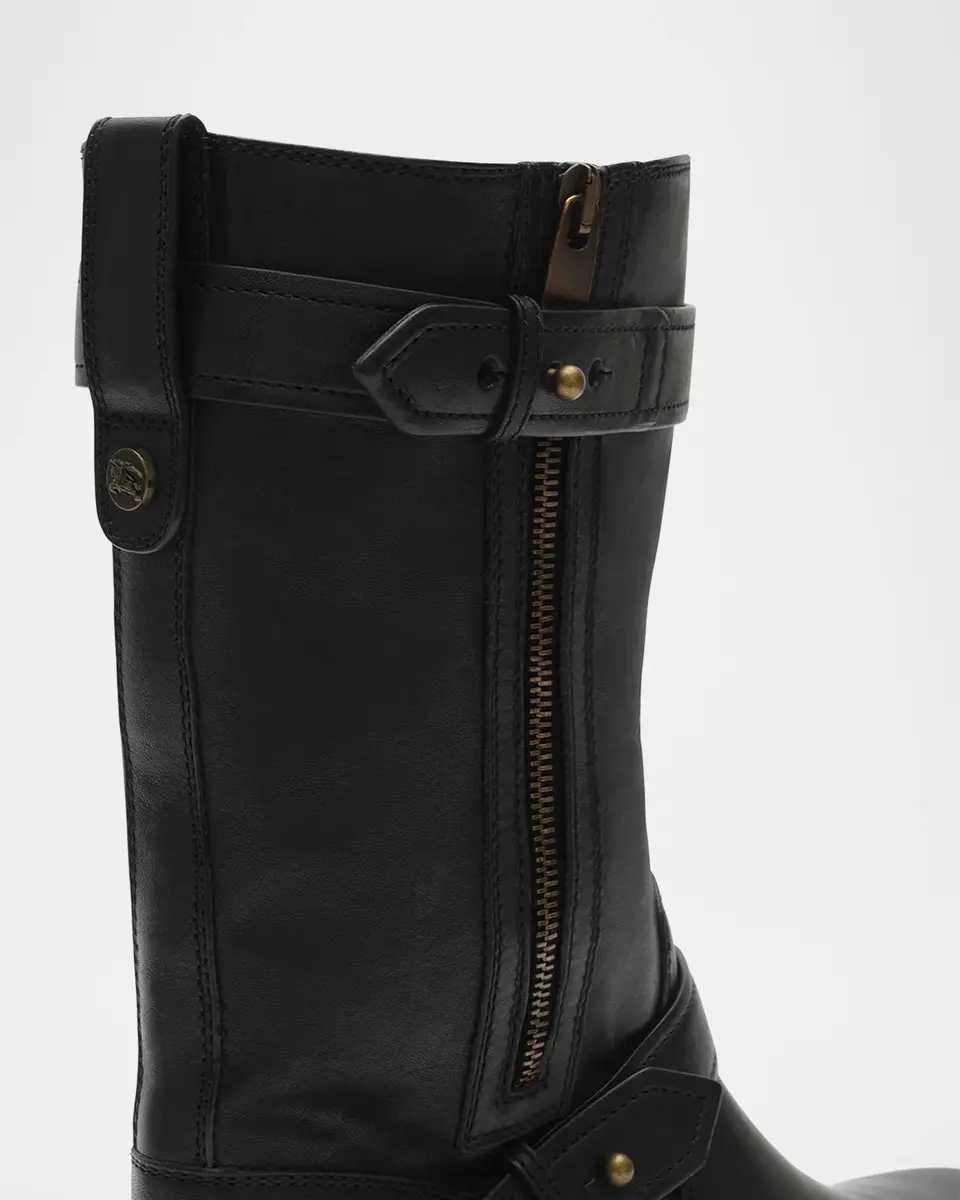 Burberry Men's Kent Leather Biker Boots | Thumbnail 5