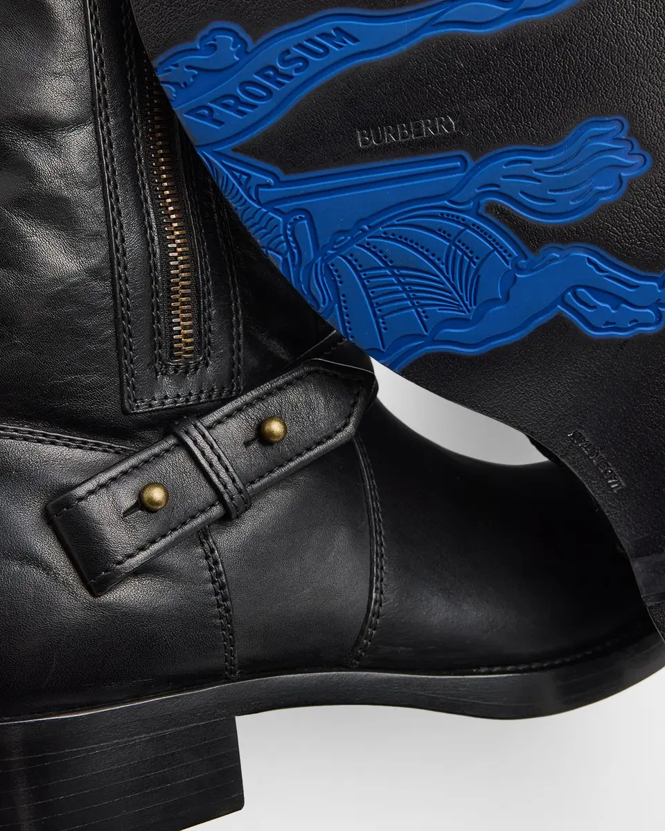Burberry Men's Kent Leather Biker Boots | Thumbnail 8