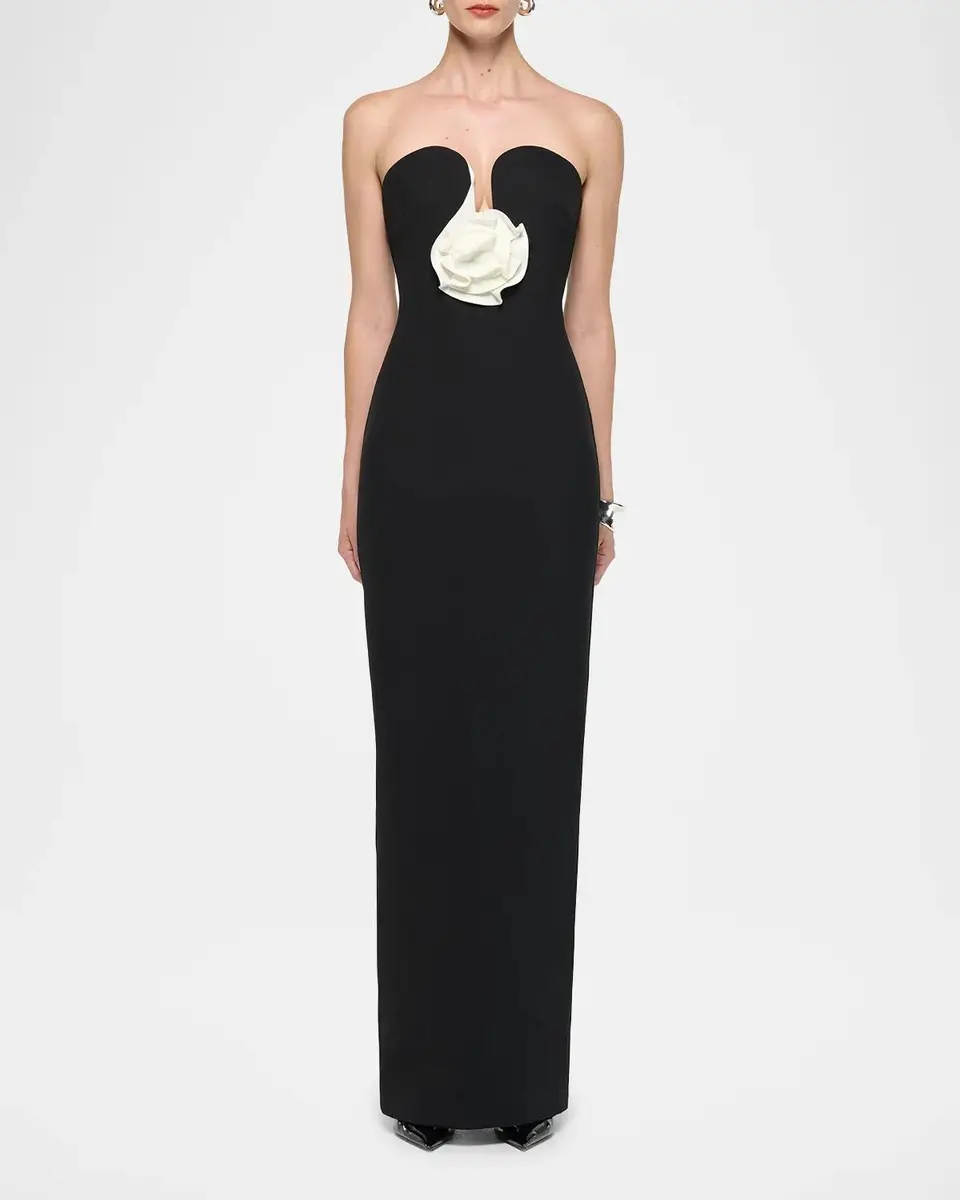 Roland Mouret Strapless Rosette Column Gown | Thumbnail 2 Roland Mouret Strapless Rosette Column Gown | Thumbnail 2