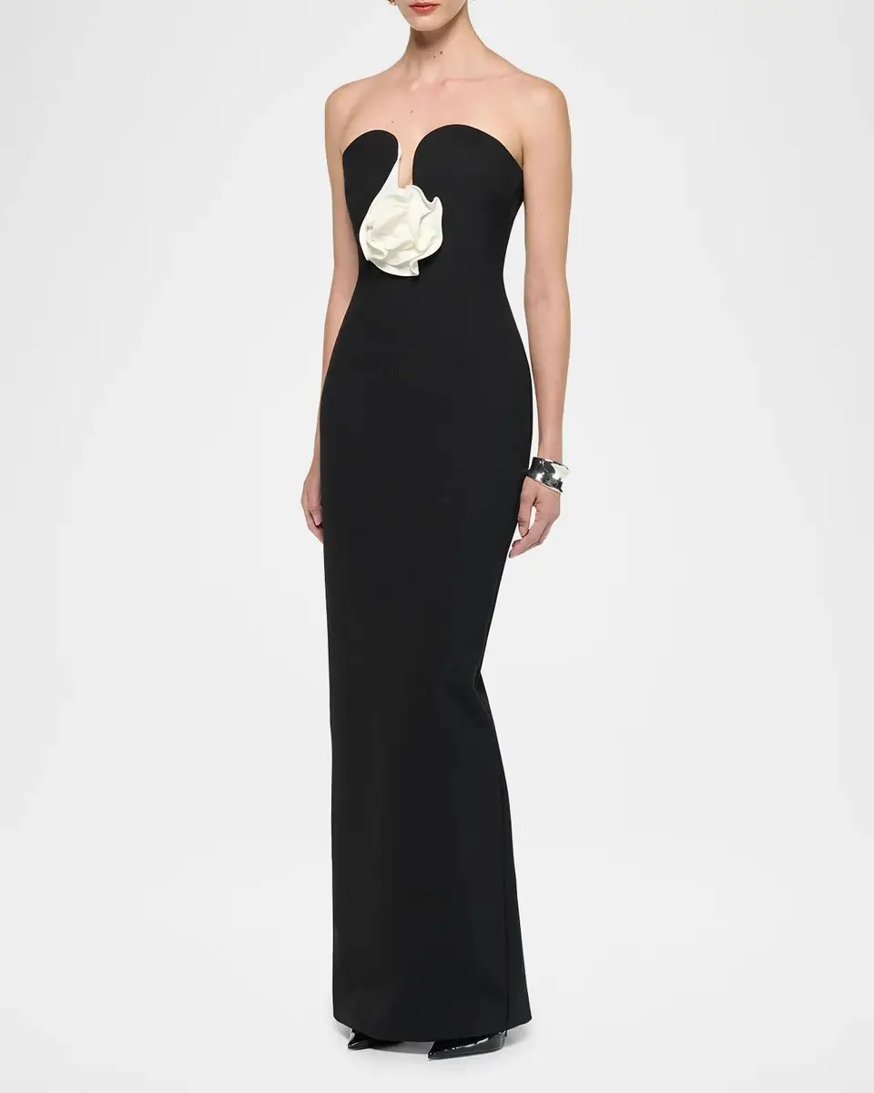 Roland Mouret Strapless Rosette Column Gown | Thumbnail 4 Roland Mouret Strapless Rosette Column Gown | Thumbnail 4