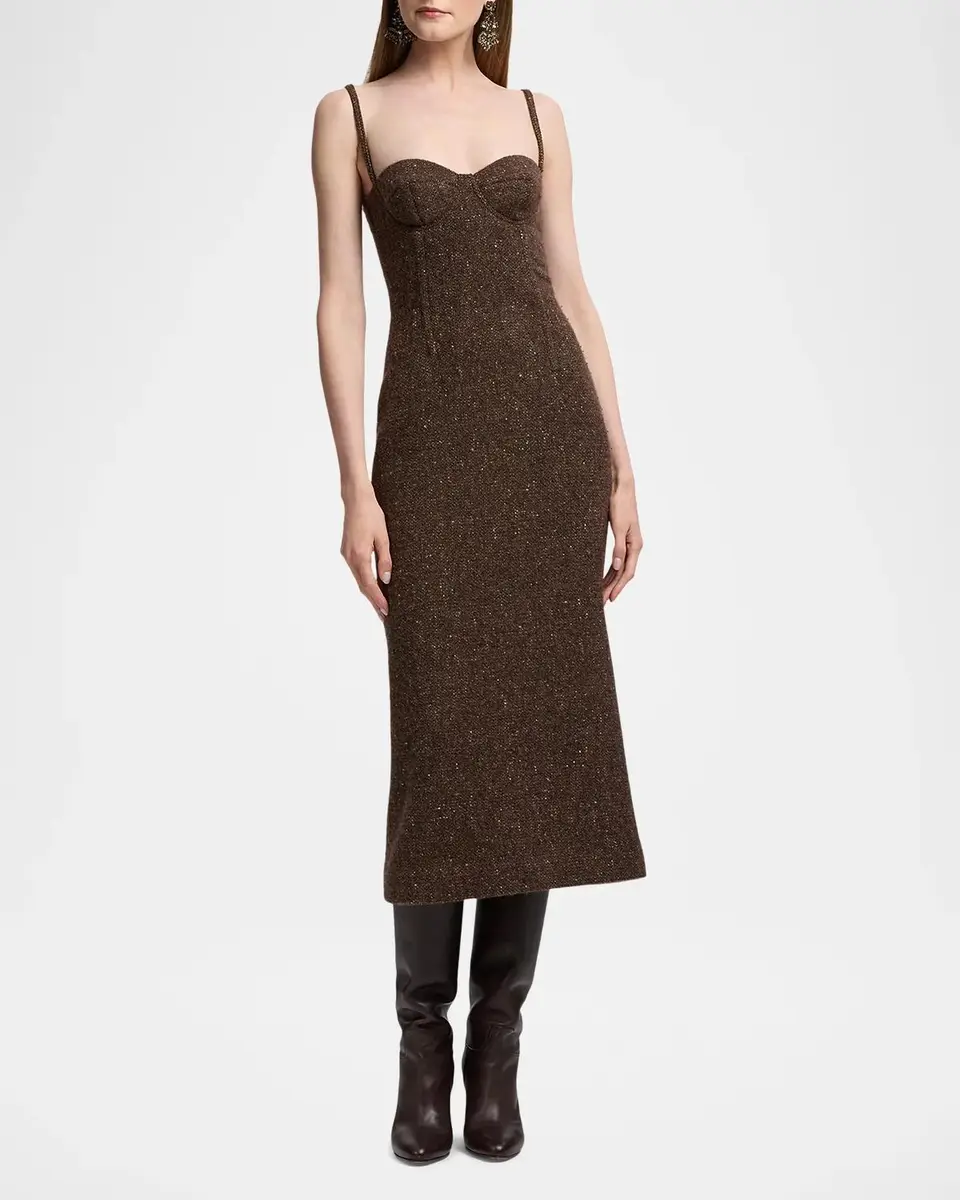 Ralph Lauren Collection Jocey Wool-Blend Donegal Tweed Day Dress | Thumbnail 4