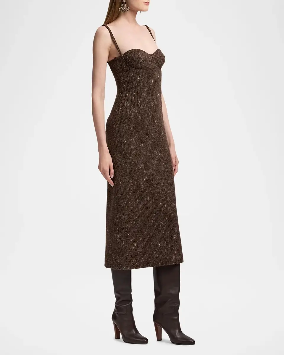 Ralph Lauren Collection Jocey Wool-Blend Donegal Tweed Day Dress | Thumbnail 6