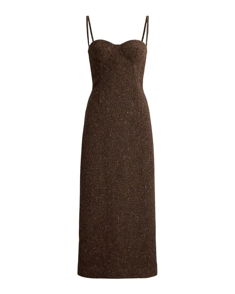 Ralph Lauren Collection Jocey Sleeveless Donegal Tweed Midi Bustier Dress | Image 1 Ralph Lauren Collection Jocey Sleeveless Donegal Tweed Midi Bustier Dress | Image 1