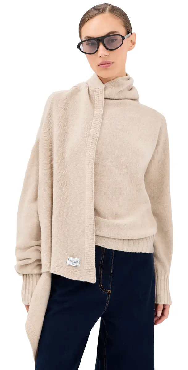 The Attico Draped Wool Sweater Beige | Image 1 The Attico Draped Wool Sweater Beige | Image 1