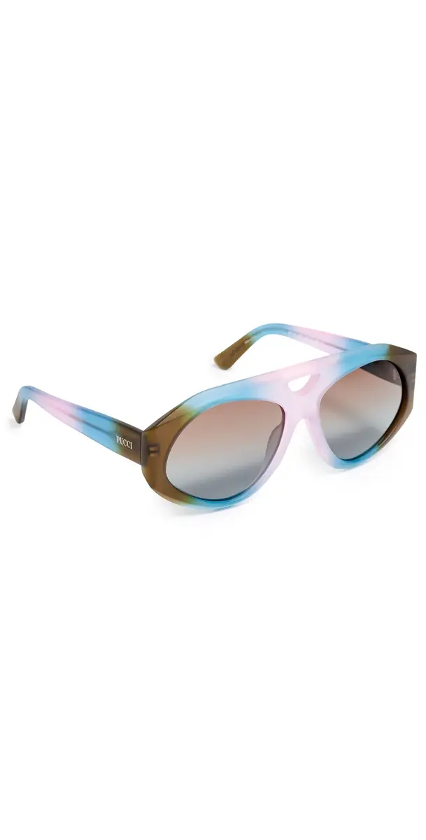 Pucci Aviator Sunglasses Matte Dark Brown/Blue/Lilac One Size | Image 1 Pucci Aviator Sunglasses Matte Dark Brown/Blue/Lilac One Size | Image 1