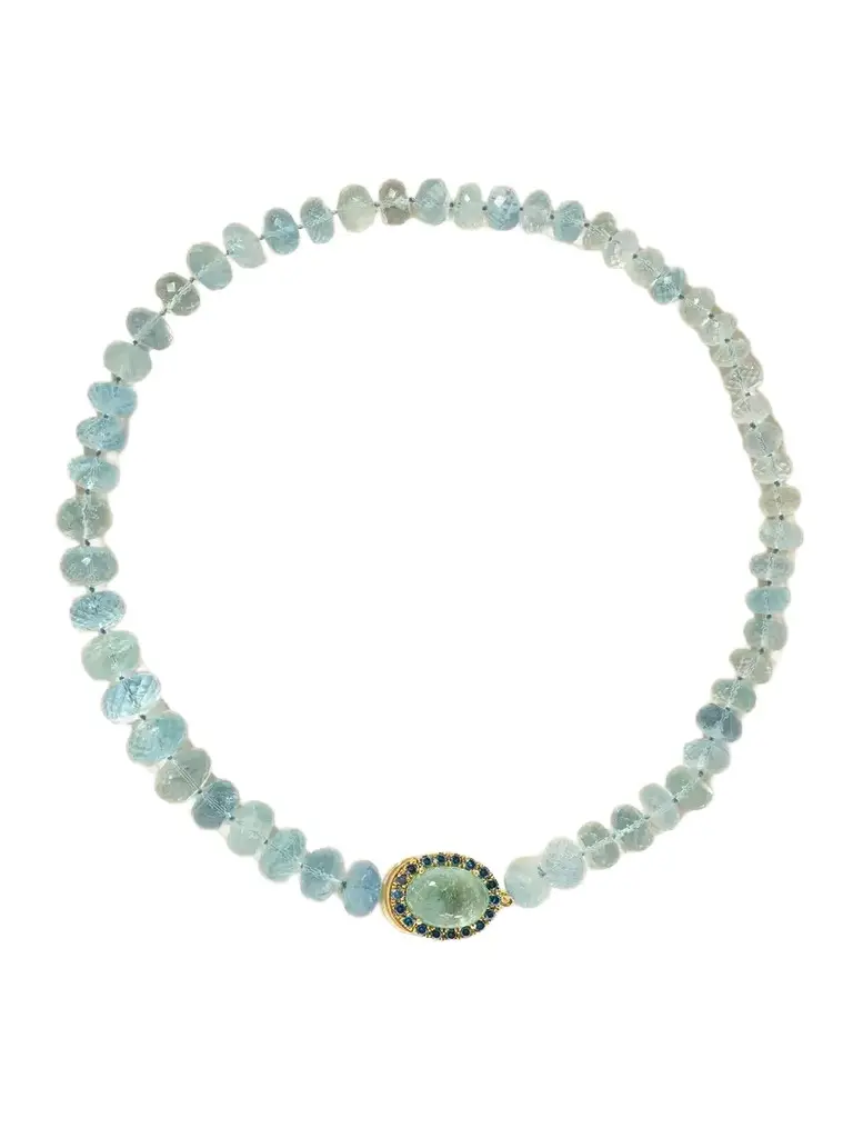 Ileana Makri 18-karat Gold, Aquamarine, Tourmaline And Blue Diamond Beaded Necklace | Image 1 Ileana Makri 18-karat Gold, Aquamarine, Tourmaline And Blue Diamond Beaded Necklace | Image 1
