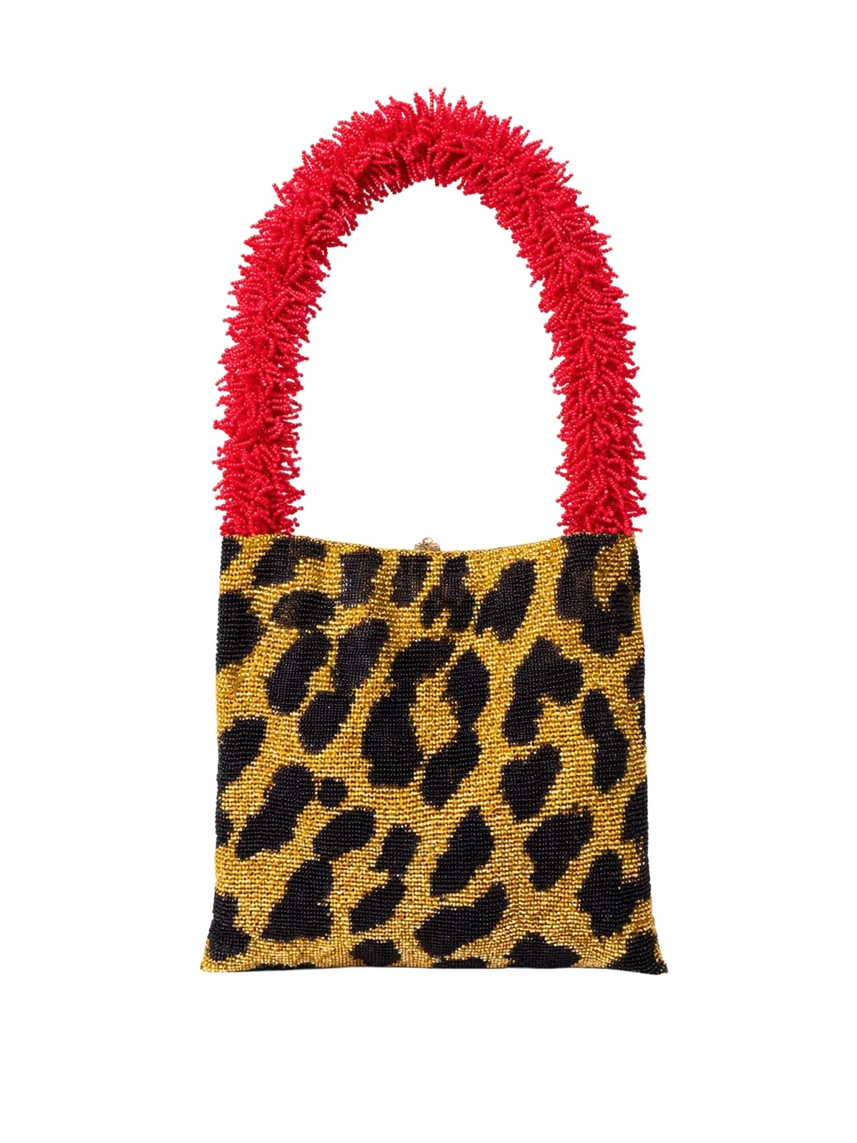 SAC DE SOUL Gold, Black, and Red Leopard Clash of Prints Bag