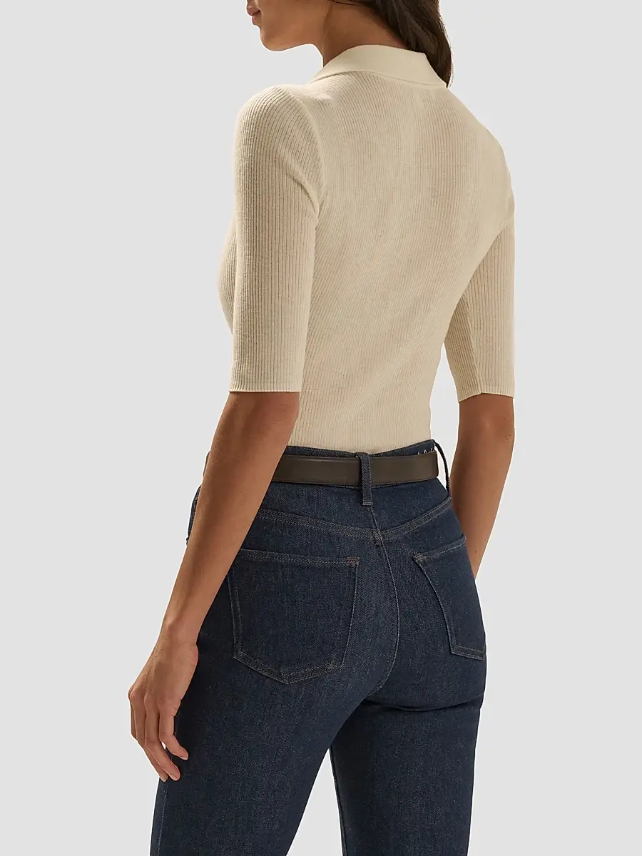 Favorite Daughter Women's Downtown Rib-Knit Wool Polo Shirt | Thumbnail 3 Favorite Daughter Women's Downtown Rib-Knit Wool Polo Shirt | Thumbnail 3