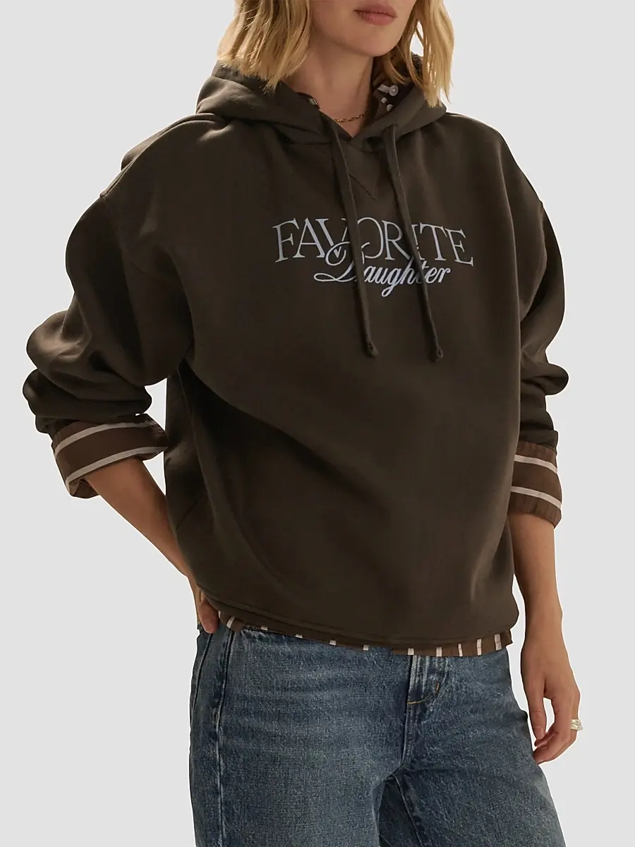 Favorite Daughter Women's The Embroidery Ritzy Logo Cotton-Blend Hoodie | Thumbnail 4 Favorite Daughter Women's The Embroidery Ritzy Logo Cotton-Blend Hoodie | Thumbnail 4