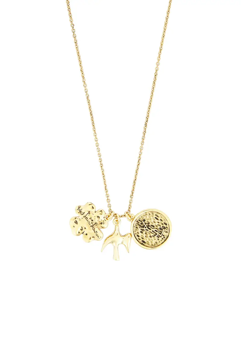 Saint Laurent YSL Medal Dove & Lucky Charm Necklace | Thumbnail 3 Saint Laurent YSL Medal Dove & Lucky Charm Necklace | Thumbnail 3