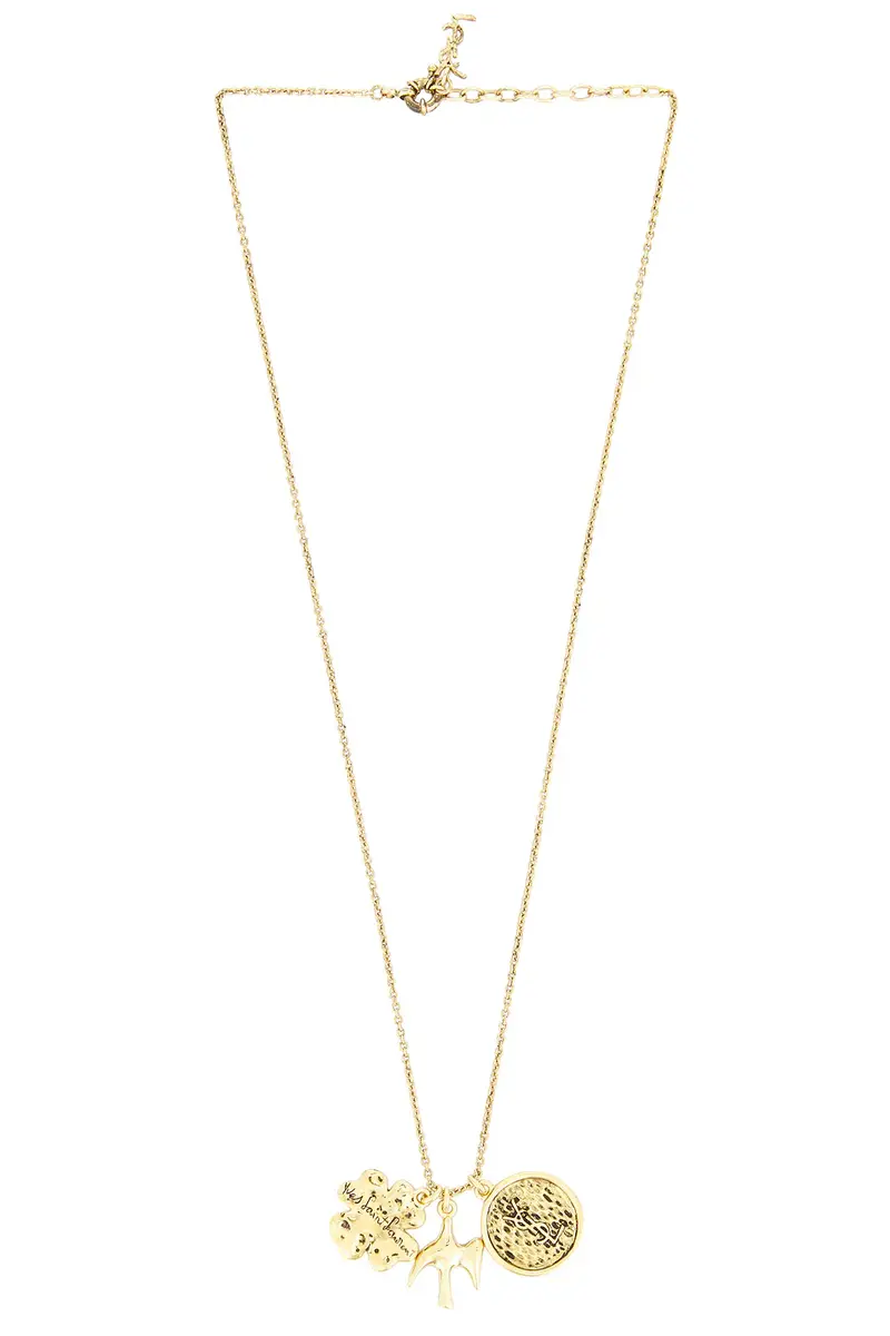 Saint Laurent YSL Medal Dove & Lucky Charm Necklace