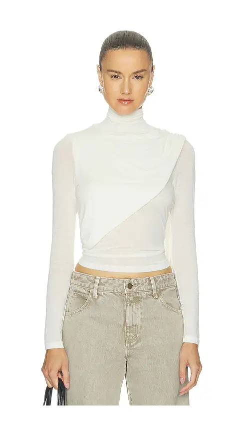 ENZA COSTA Sheer Cashmere Jersey Bandana Turtleneck Top | Image 1 ENZA COSTA Sheer Cashmere Jersey Bandana Turtleneck Top | Image 1