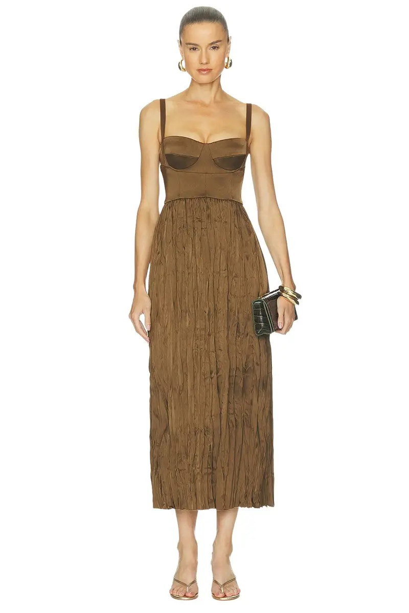 ALEJANDRA ALONSO ROJAS Pleated Bustier Dress